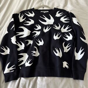 Alexander McQueen Crewneck with White Swallow Print